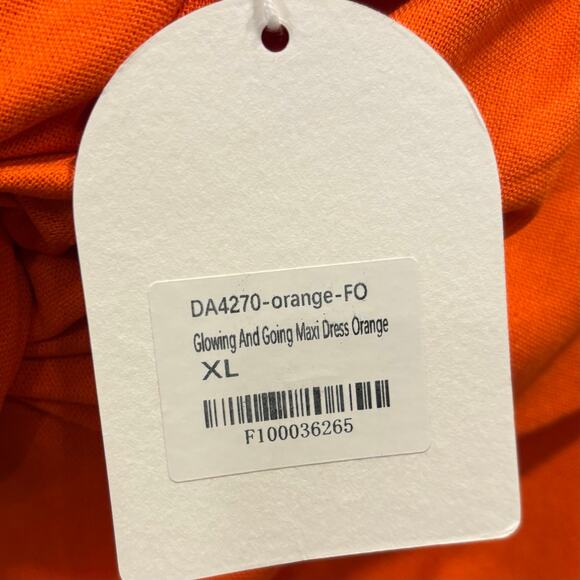 NWT FORTUNE ONE Orange Glowing & Going Maxi Dress, size XL - Picture 10 of 11